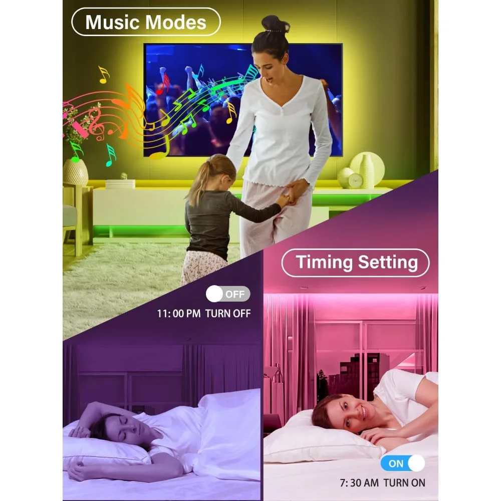 Luces LED para TV, retroiluminación de TV de 20 pies para 32-80 pulgadas, tira de luz USB con control remoto, control por aplicación, tira de luces RGB, sincronización de música en color