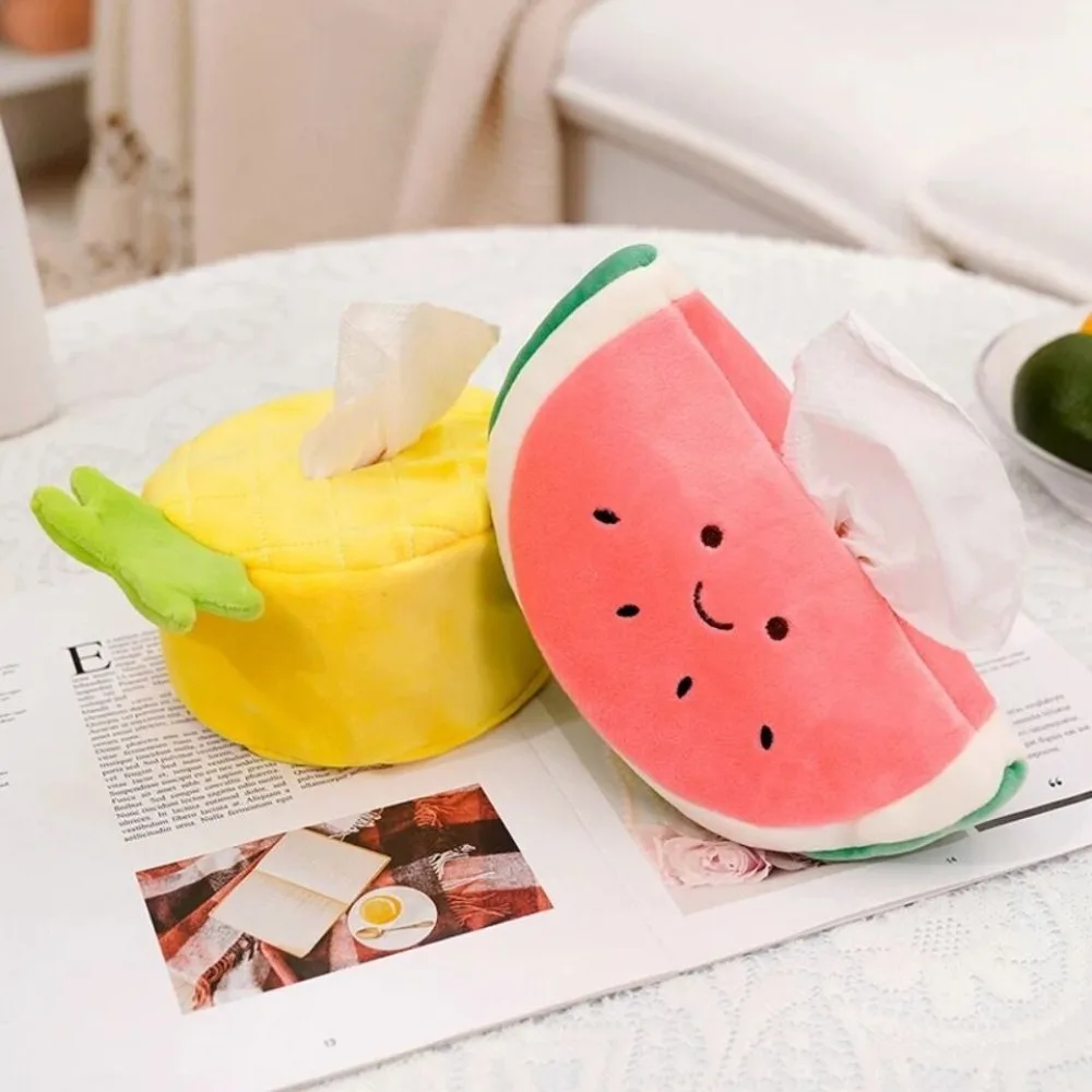 New Fruit Shape Fabric Tissue Puff Home Bedroom Wear-resistant Tissue Box Soft Texture Lightweight Automotive Interior