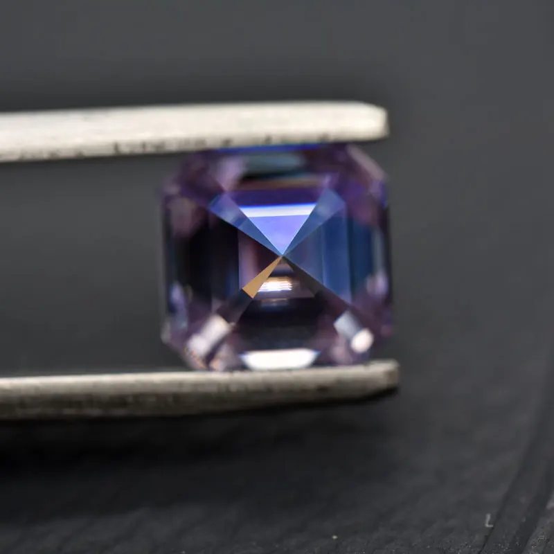 Moissanit VVS1 Quadratische Form Asscher-Schliff Hellviolette Farbe Zertifizierter Künstlicher Edelstein – Detail 6