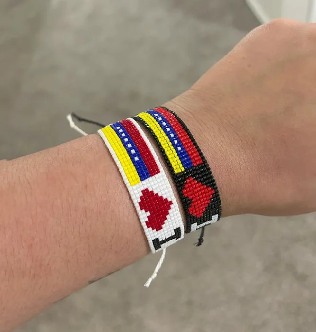 Handmade Venezuela bracelet, Venezuela flag bracelet, Venezuelan jewelry，heart star charm bracelet