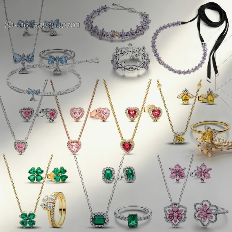 

2026 New 925 Silver Lucky Love Heart Plant Bee Specimen Cocktail Flower Combination Set Bead Pendant Exquisite DIY Charm Jewelry