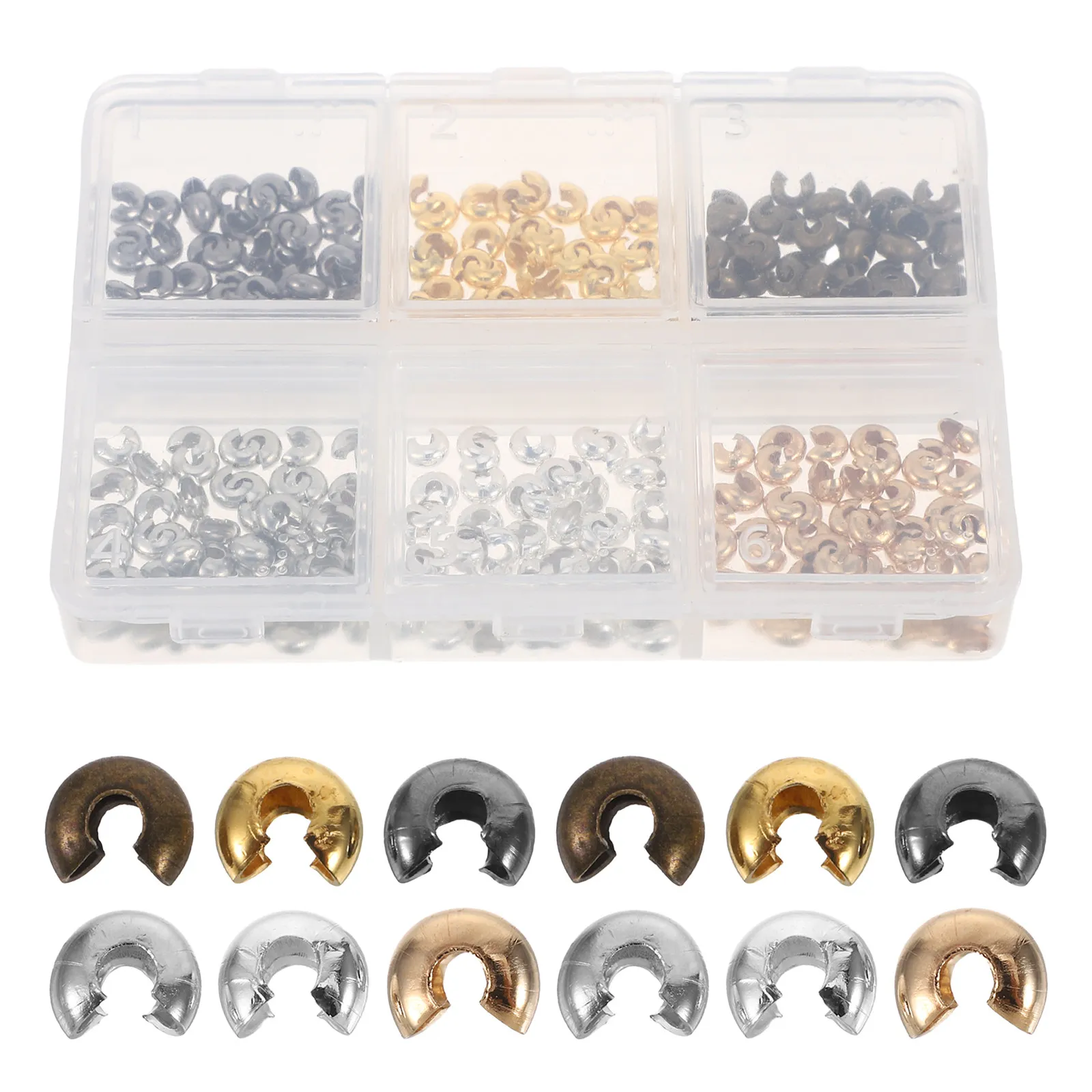 300Pcs Jewelry Making Half Round Crimp Covers Secure Clasps for Necklaces Bracelets Gold Silver Bronze Metal Finishes