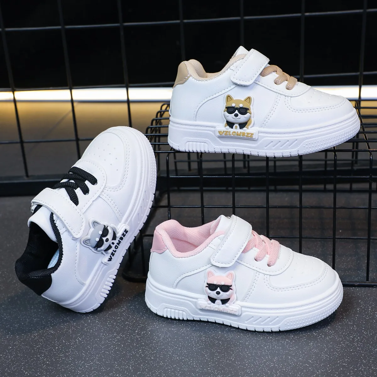 Cartoon Dog Baby Sneakers Child Boys Girls Casual Shoes Autumn Spring 1~7 Years Old Kids First Walker White Cotton Board Shoes