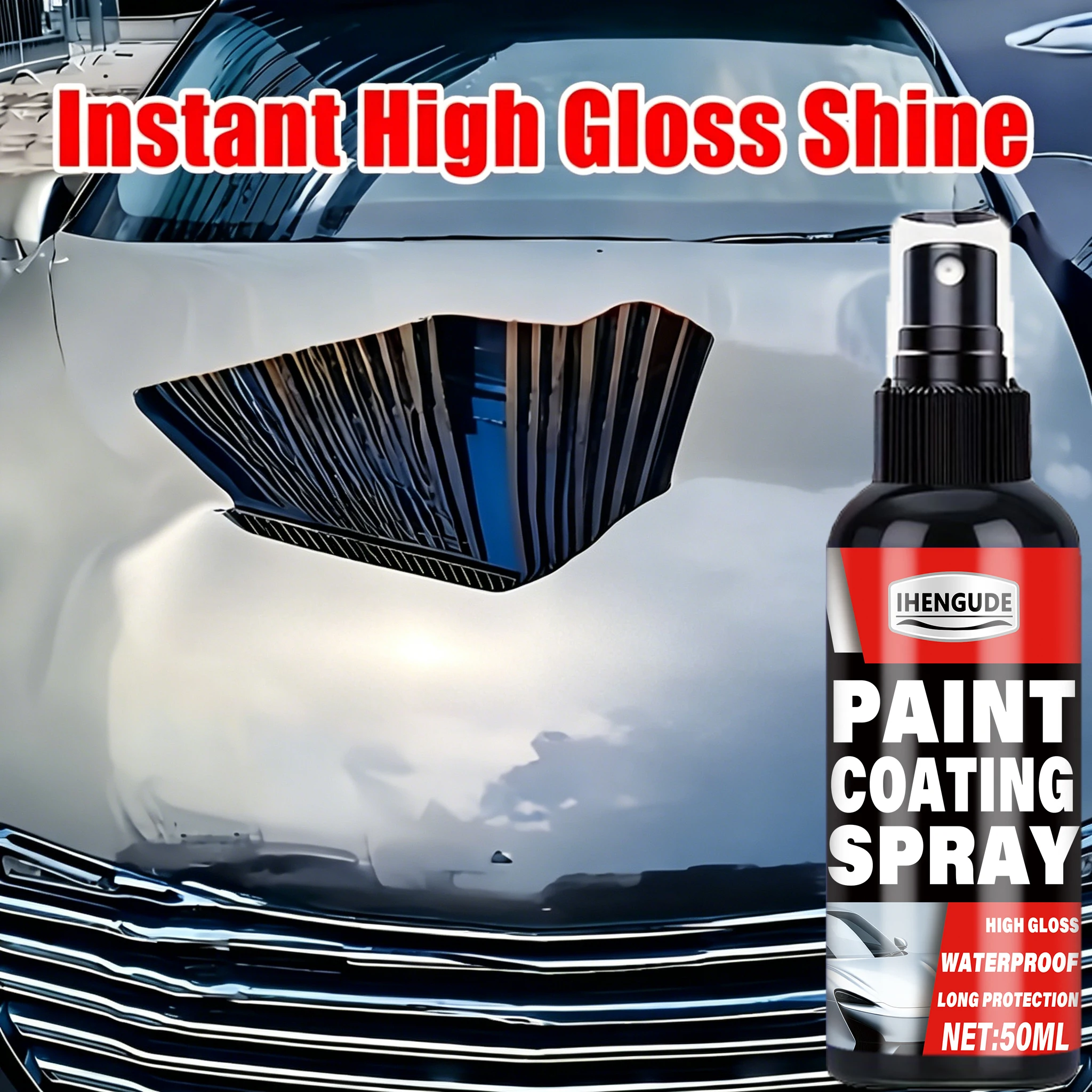 Car Paint Crystal Coating Spray - Car Crystal Coating Spray, Paint Shine Enhancer, Forms a Film with One Spray, Quickly Enhances Gloss, Instantly Restores the Mirror-Like Effect of Car Paint, High-Gloss Long-Lasting Protective Coating, Effectively Prevents Dirt, Dust, and Oxidation, Delays the Aging of Car Paint, Easy to Use, Does Not Damage Surfaces, Suitable for Multiple Areas Such as Car Paint, Glass, Wheel Rims, Rearview Mirrors, Metal Parts, Ceramic Coating Spray, Hydrophobic Coating Spray