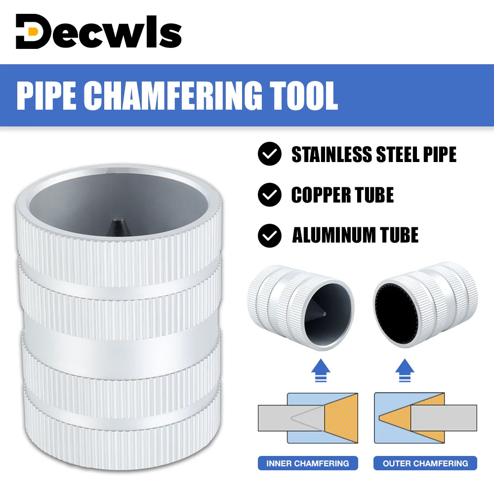 Élargisseur de tuyau, outil de chanfreinage de tuyau interne et externe, outil d'ébavurage, adapté aux tuyaux en cuivre de 1/4" à 1-3/8" / tuyaux de climatisation / tuyaux en PVC, coque en alliage