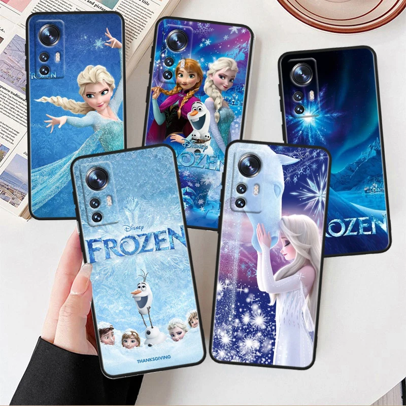 

Disney Frozen Elsa Cute For Xiaomi Mi 13 12T 12S 12X 11i 11X 11T Play HyperCharge Lite Ultra Pro Black Soft Phone Case