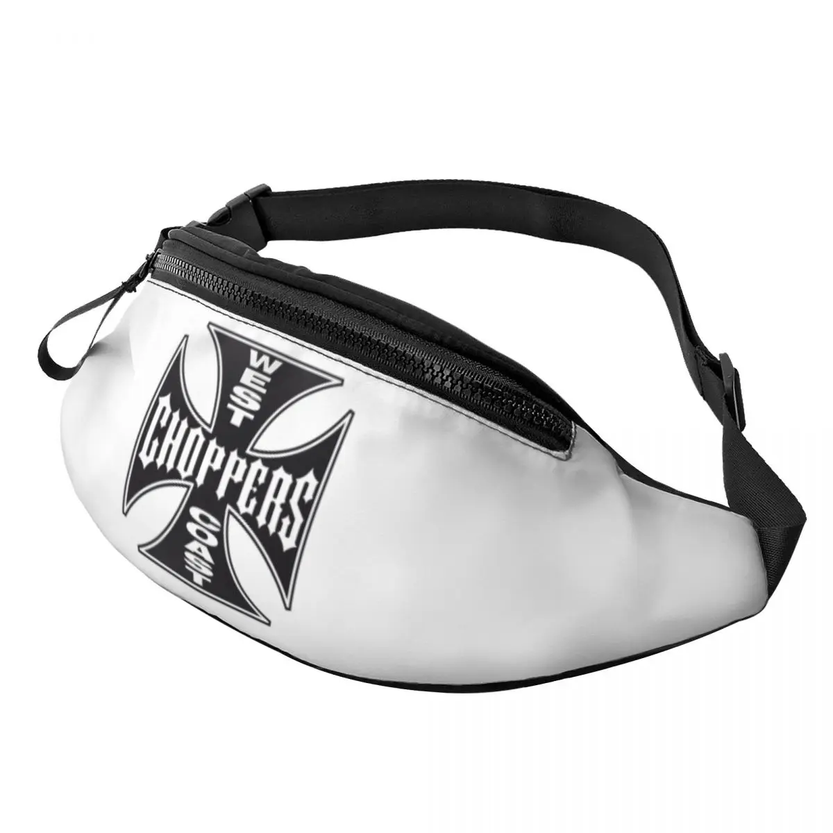 

West Coast Chopper Iron Cross Fanny Pack Women Men Cool Crossbody Waist Bag for Travel Cycling Phone Money Pouch