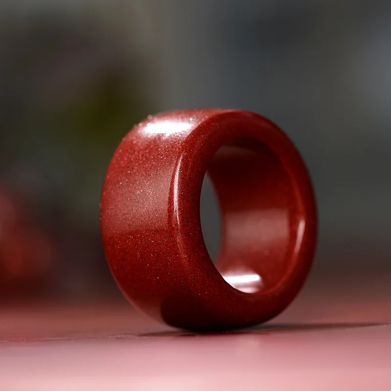 Natural 100% real red Cinnabar jade rings hollow out cloud pattern jewelry band ring jade stones for men jewellery mens rings