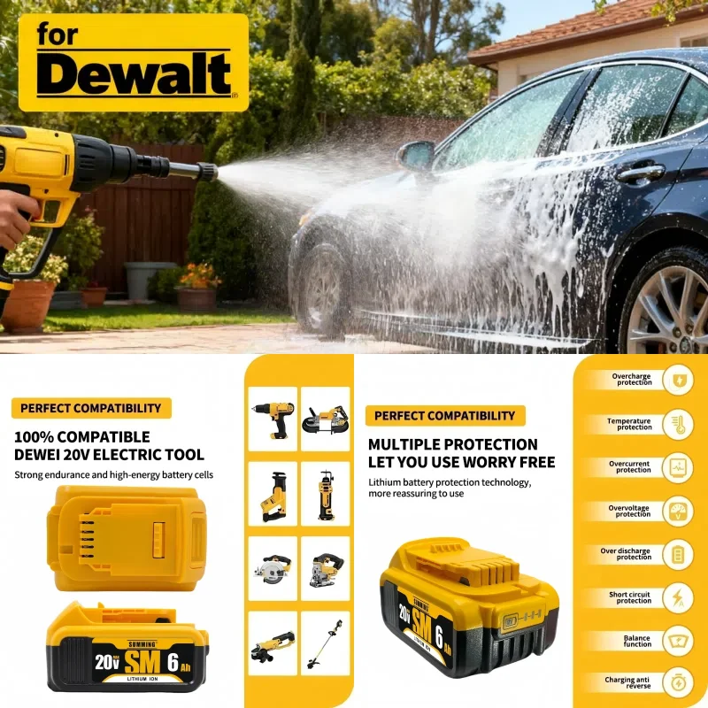 

20V 6.0Ah MAX rechargeable lithium-ion batterycan replace for Dewalt 18/20V battery⚡suitable for Dewalt tool DCF850 DCD796