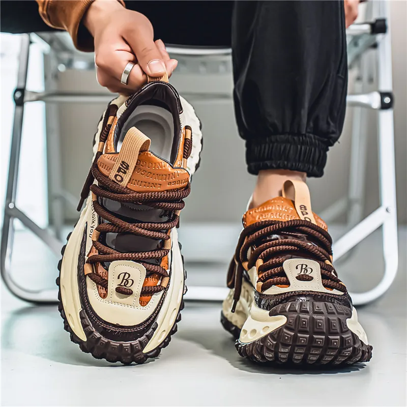 Men's Sneakers Autumn Winter Fashion Cross Tied Non Slip Casual Shoes Comfortable Outdoor Height Increase Vulcanized Shoes