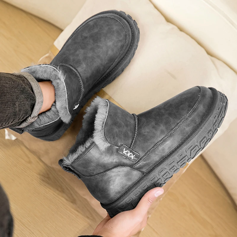 

2025 Men’s Heavy-Duty Snow Boots, Warm Cuff & Thick Soles, Anti-Skid for Thanksgiving, Fashionable & Easy Clean for Daily Wear