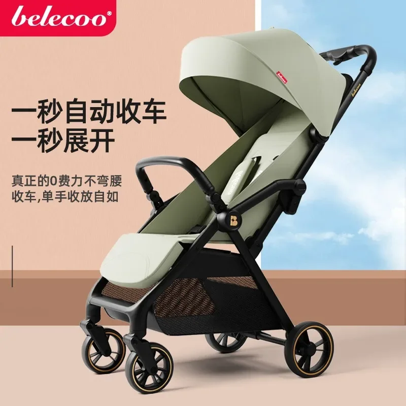 Ultra-light and portable baby stroller that can sit and lie down. One-click automatic folding baby stroller.