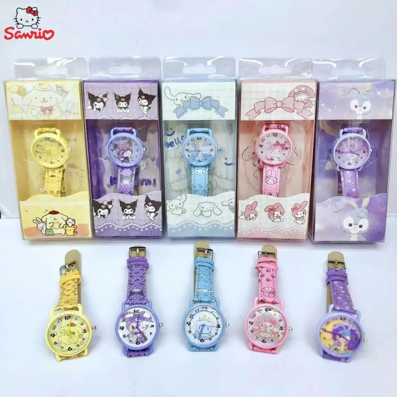 Anime Sanrio Watch Kuromi My Melody Cinnamoroll Pompompurin Quartz Watch Holiday Birthday Children Pointer Watch Cute Gifts