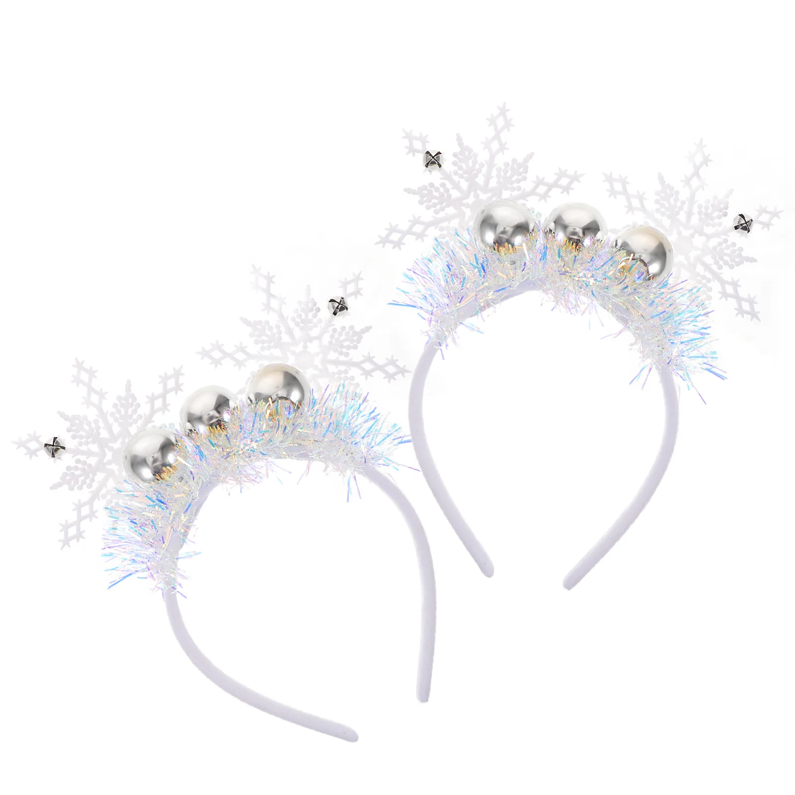 

2Pcs Christmas Snowflake Headband Glitter Hair Hoop Holiday Party New Year Snowflake Hair Accessories Cute Festive Hairband