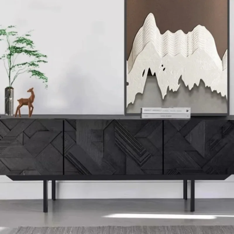 

Минималистичный резной шкаф для телевизора, простой напольный шкаф, черный модельный шкаф для комнаты