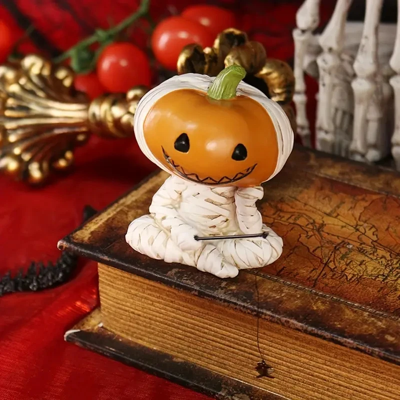 Pumpkin Scarecrow Fishing Elf Resin Statues:Funny Cartoon Cute Miniatures Figurine Waterproof Creative Decor for Balcony Spaces
