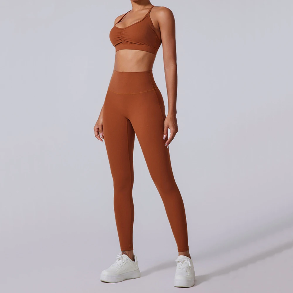 1/2PCS Pad Sportswear Women Yoga Set Workout Clothes Athletic Wear Sports Gym Legging Fitness Bra Crop Top Long Sleeve Yoga Suit image 5