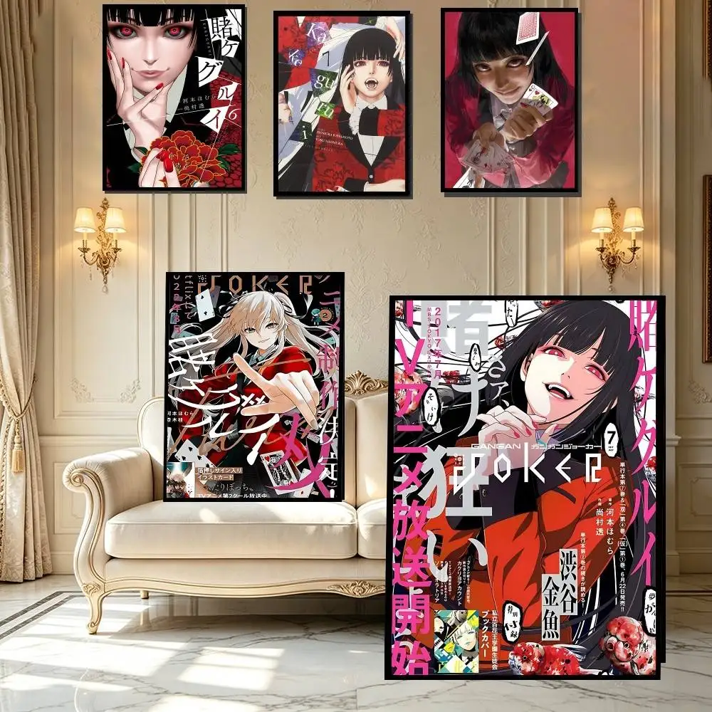 Kakegurui Jabami Yumekos Poster High Quality Print Poster Waterproof Wall Art Movie Posters For Living Bedroom Retro Room Decor