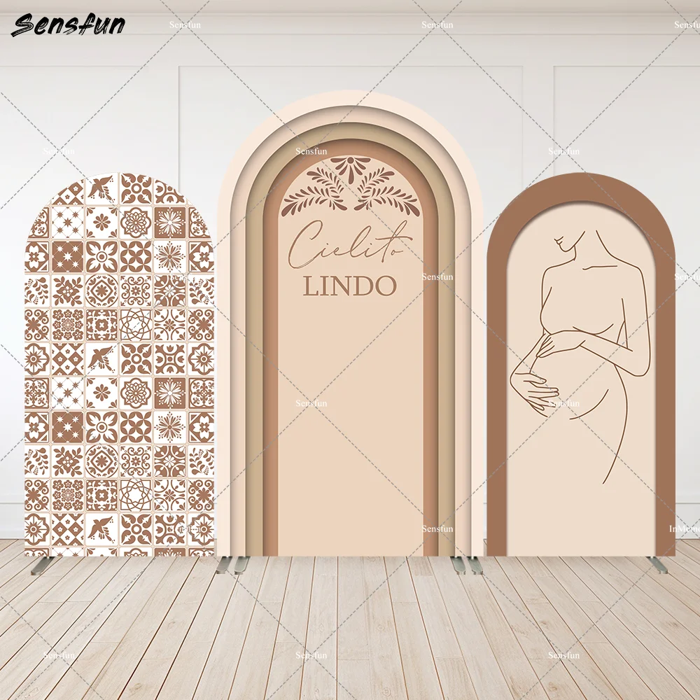 Boho Baby Shower Decor Pregnant Pregnant Woman Silhouette Party Arch Wall Backdrops Cielito Lindo Morocco Wedding Party Cover