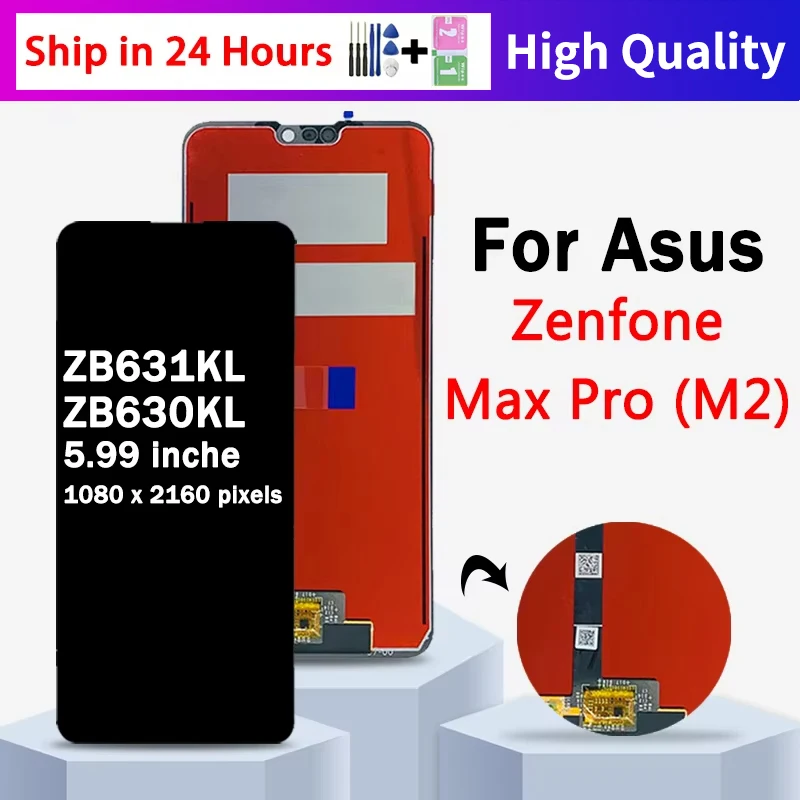 6.26 "para asus zenfone max pro (m2) zb631kl x01bda display lcd tela de toque com quadro digitador assembléia para asus zb631kl lcd