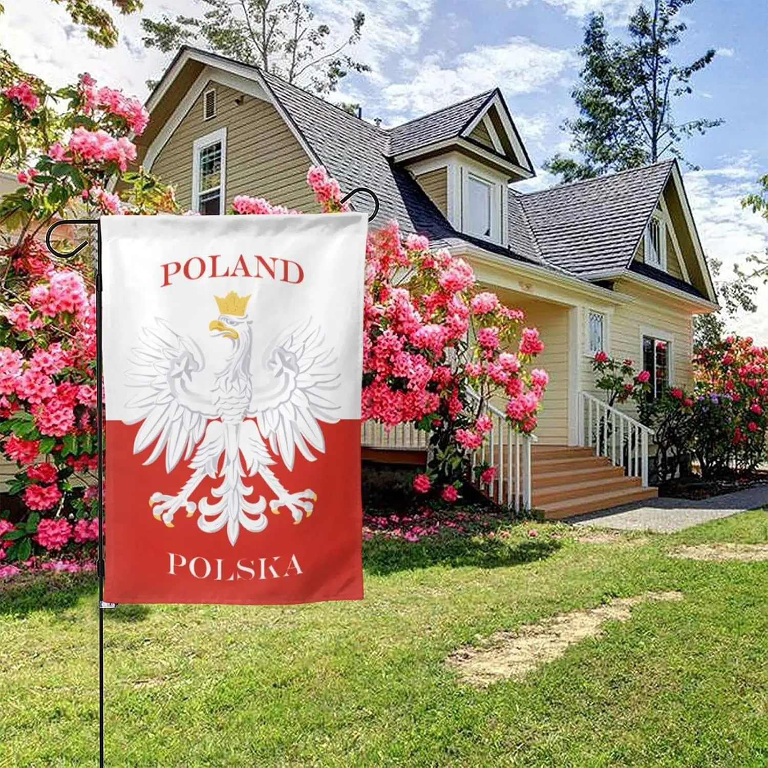 Polish Flag Poland Polska Garden Flag Yard House Flags 12 x 18 Inch, Double Sided Seasonal Holiday Flag Vertical Large Sign Bann