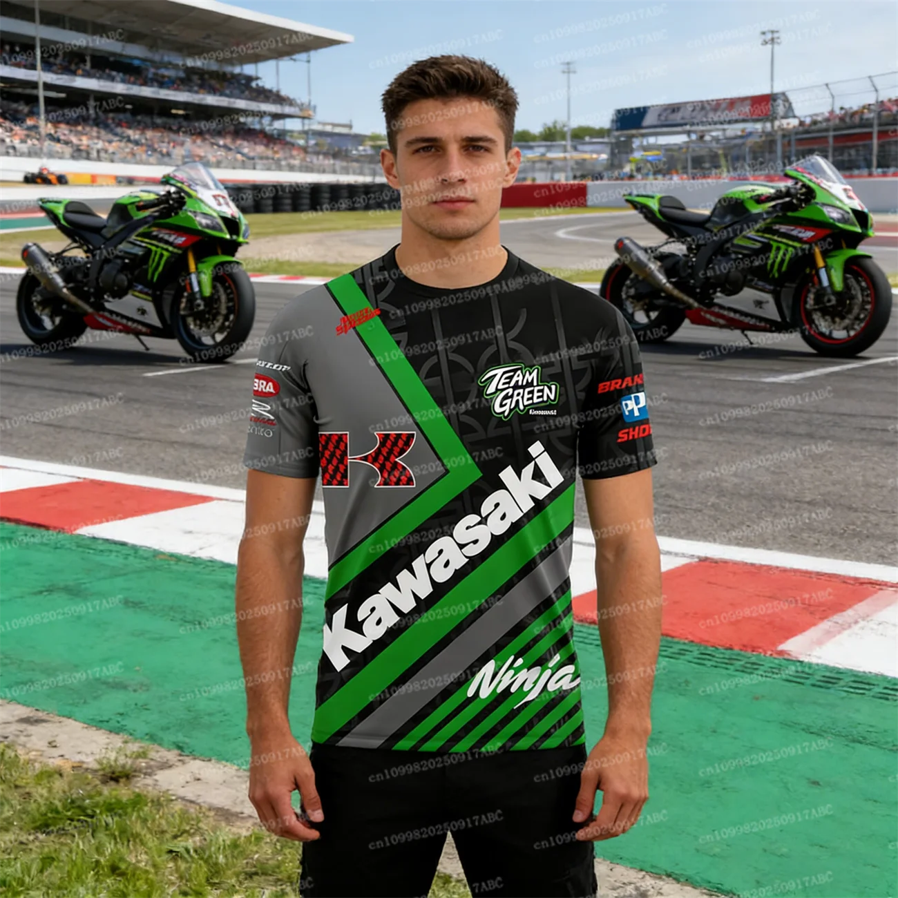 

（Kawasaki ）Men Tshirt Y2K Kawasaki Tshirt Men T Shirts Motorcycle Kawasaki Logo 3D Print Women Short Sleeve Breathable Tshirt