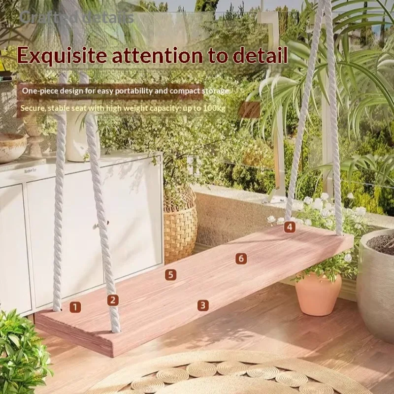 Outdoor Swing Chair Hammock Patio Porch Garden Hanging Seat Adjustable Heavy Duty Weather Resistant Cushion Kids Adults 60cm