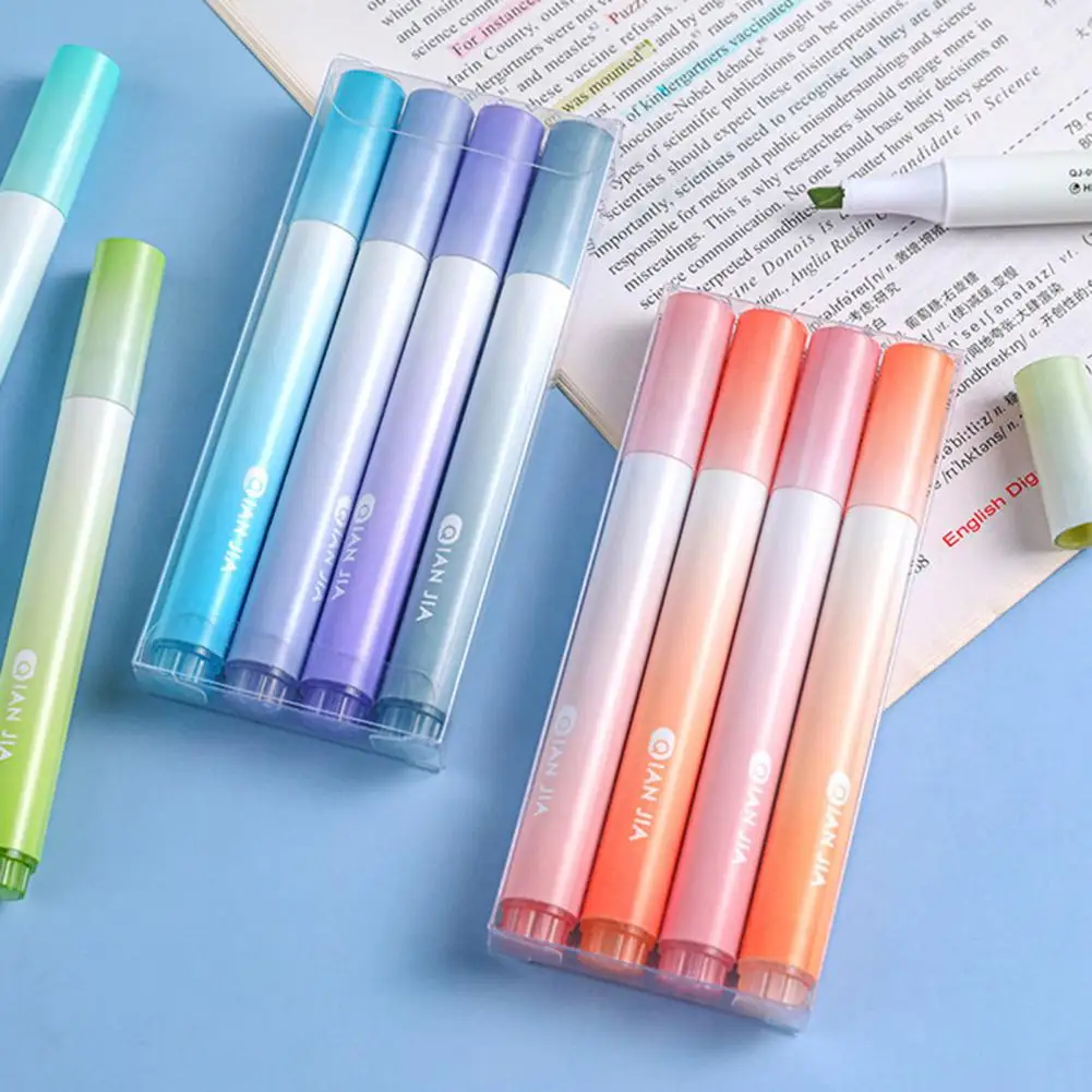 Rotuladores con marcador de UDS para estudiantes, marcador de papelería de Color claro de diferentes colores, resaltador de plumas de grafiti, 4 unidades