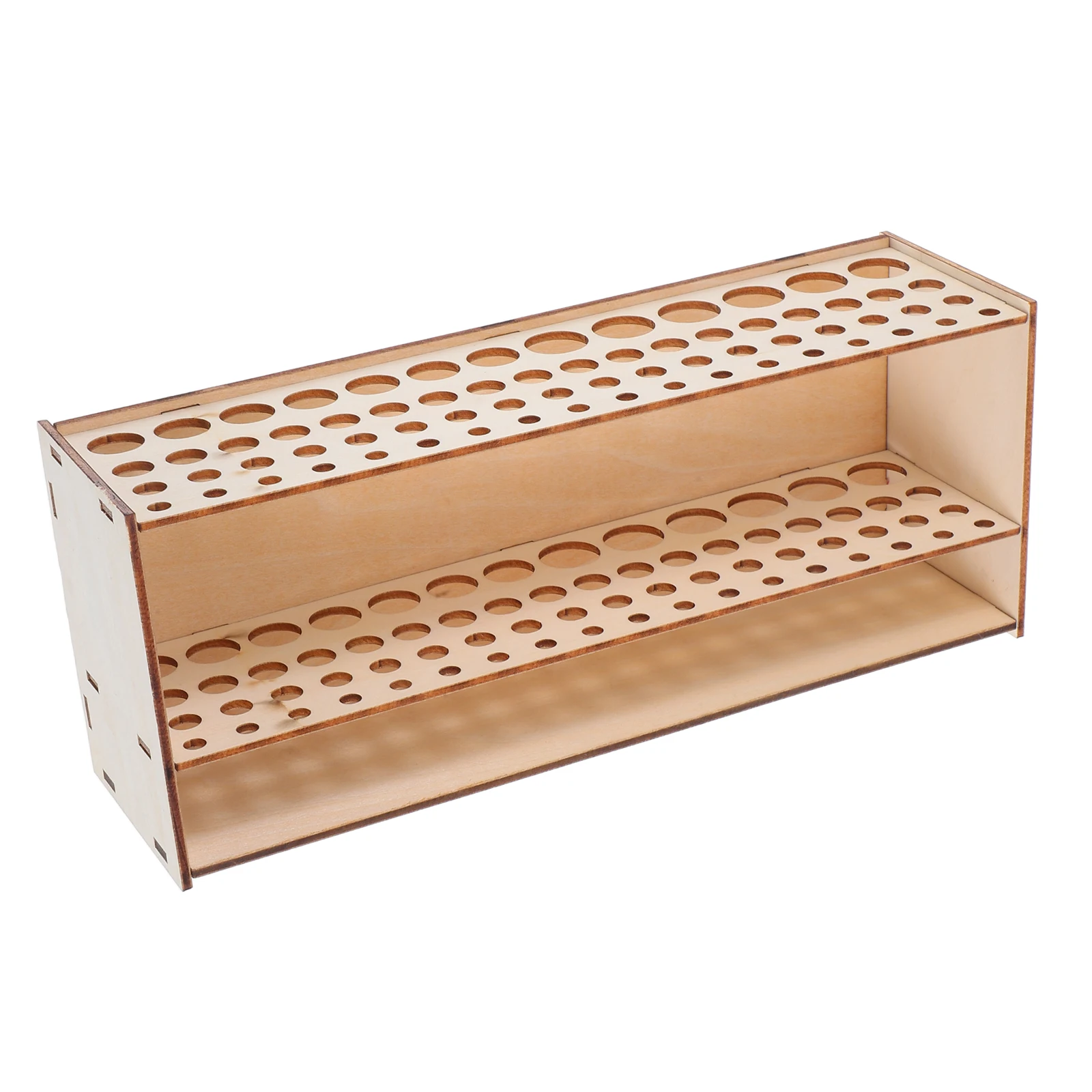 Wooden Brush Holder 67 Holes Storage Rack Hand Tool Hammer Organizer Pen Pencil Marker Caddy Painting Materials Drying Rack
