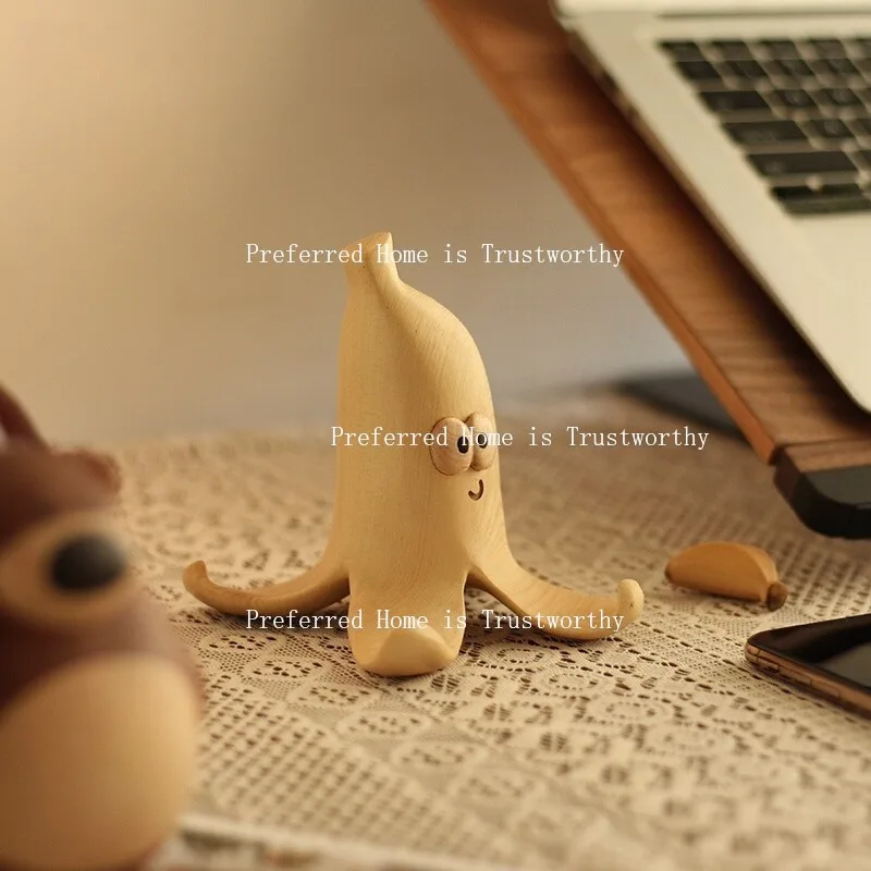 

Держатель для телефона из массива дерева-банан, держатель для планшета, милое украшение для рабочего стола