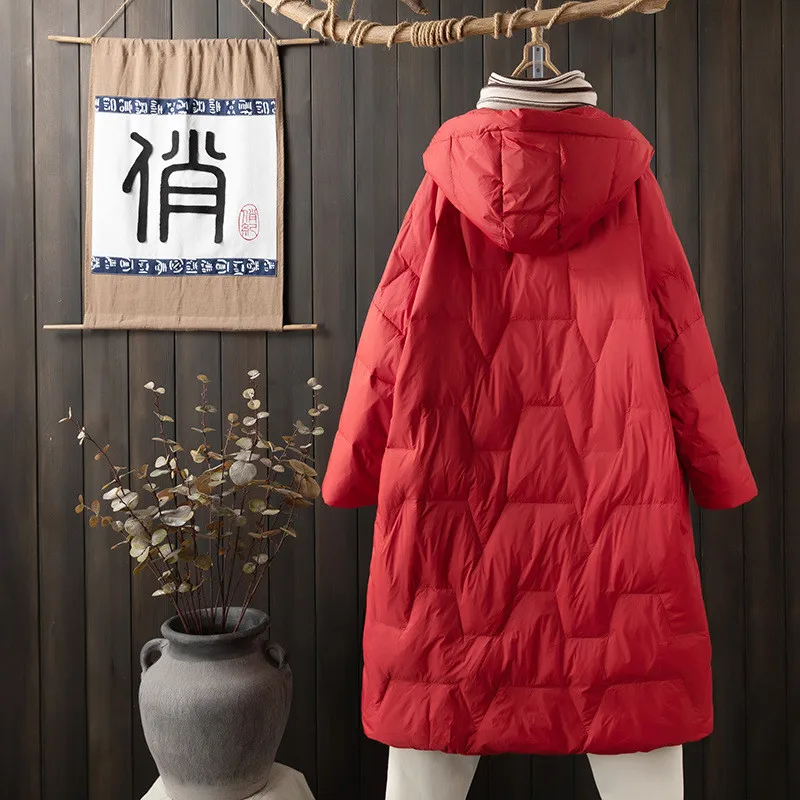 Imagem -05 - Grande Bolso Oversize para Baixo Cabolsa Outono Inverno Mulheres Quente Grosso Branco Duck Down Jacket Senhoras Longo com Capuz Parkas Puffer Outwears