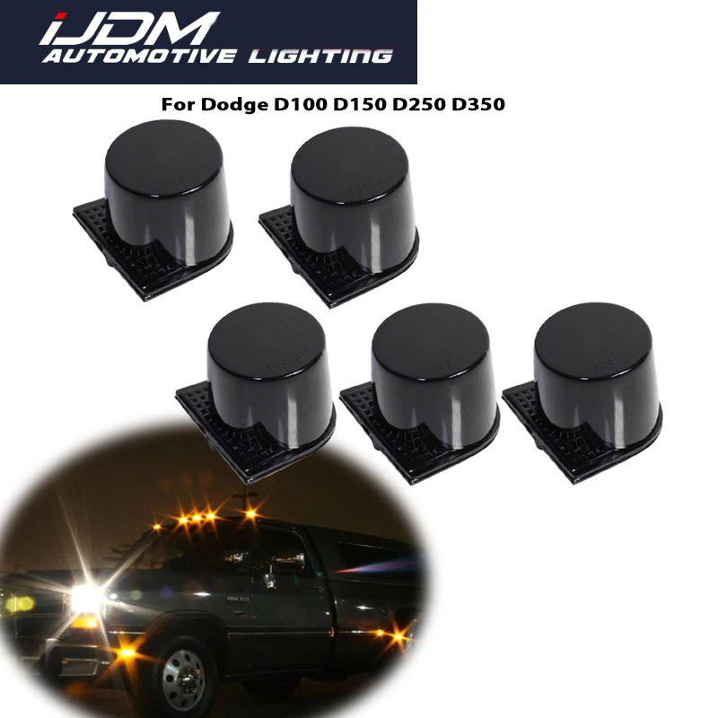 

For DODGE W100 W150 W250 W350 D100 D150 D250 D350 5pcs Amber /Smoked Color Roof Running Clearance Light Lenses, No Bulb / Socket