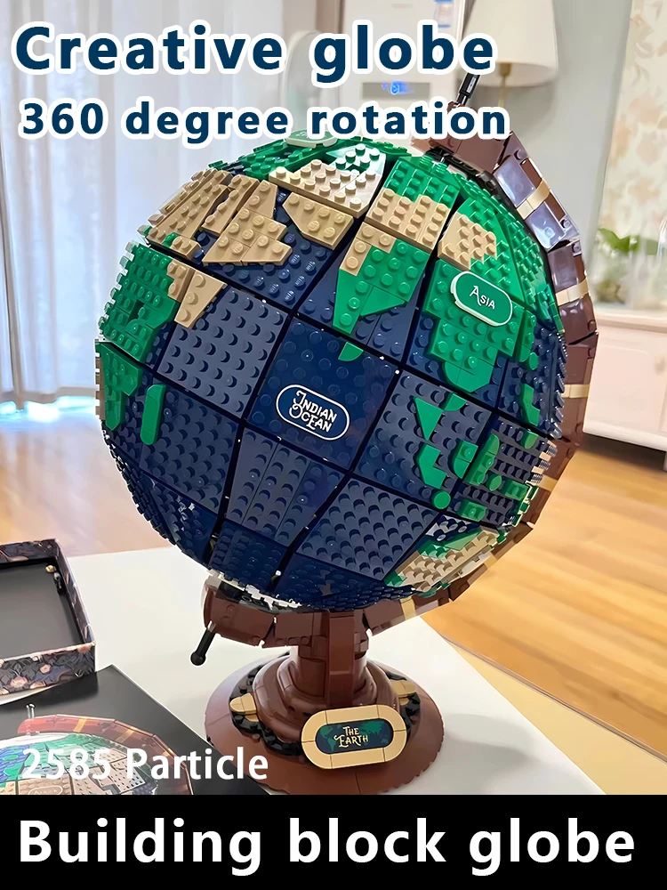 

Science toys globe assembled building blocks birthday gift educational toy globe can rotate and swing 2585 particles.