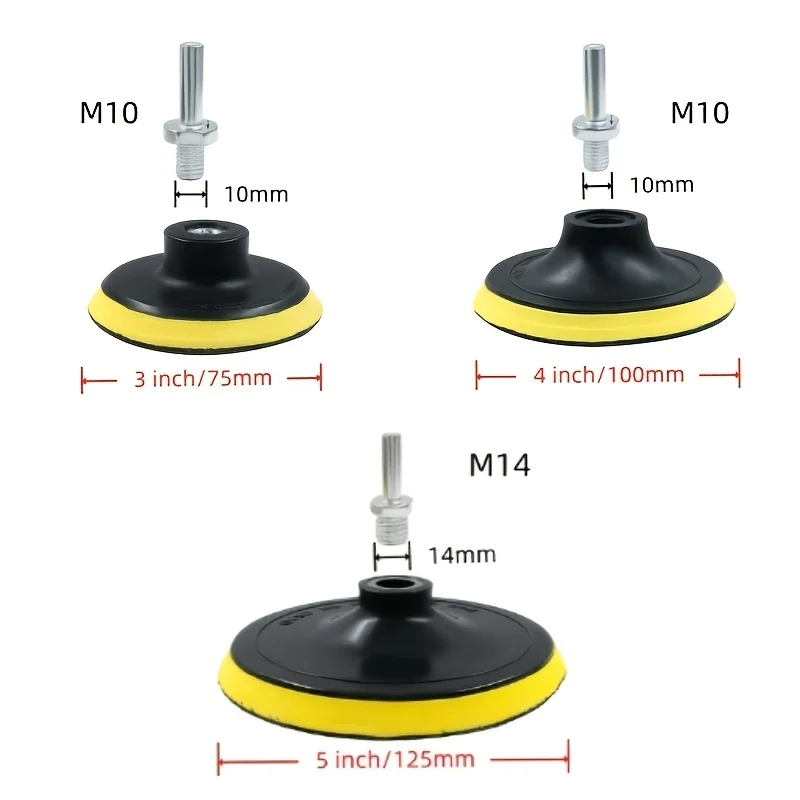 3/4/5/6/7inch Hook and Loop Backing Pad Sanding Holder M10/M14 Disc Polishing Backer Plate Drill Rod for Polisher Grinding Tools