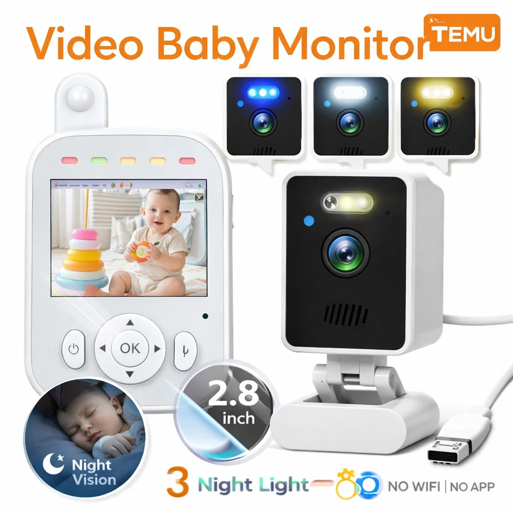 

Smart Baby Monitor 2.8" 720P Video Camera, Cry Detection, Long Battery Life, Portable Infant Newborn Monitor, No WiFi
