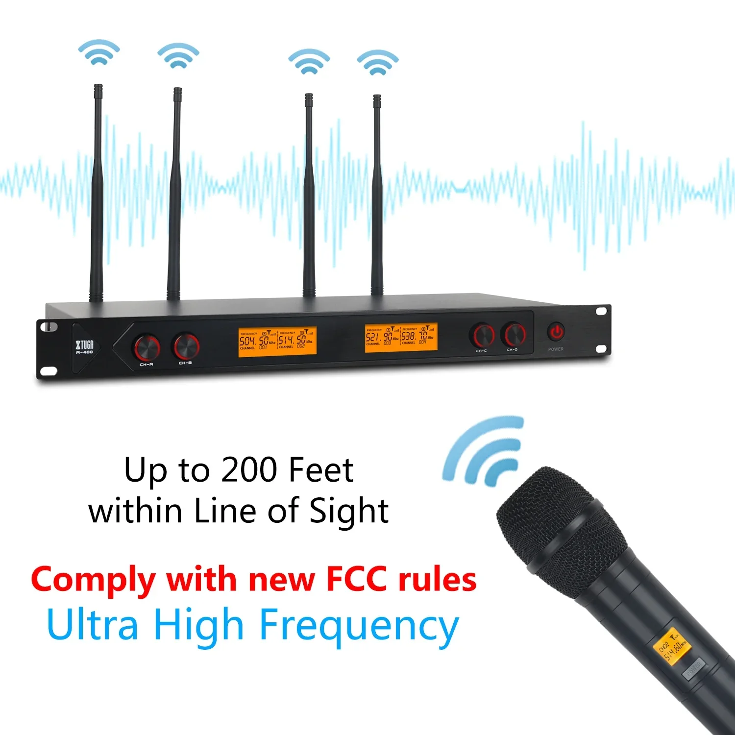 XTUGA A400 UHF Professional Wireless Handheld Microphone High-Quality Portable For Church Stage Performances Speeches Teaching