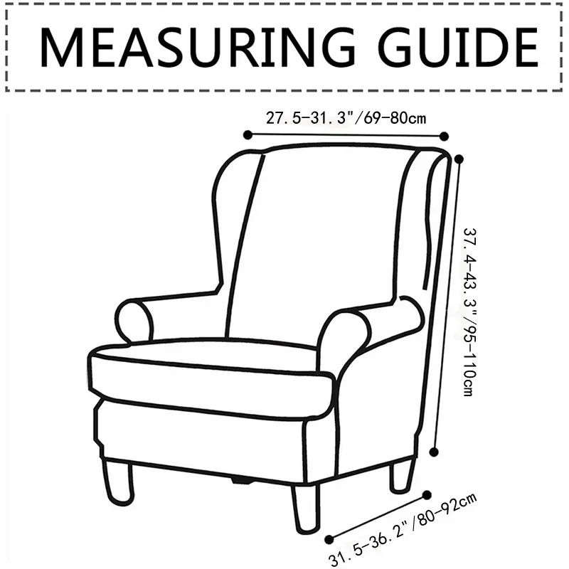 Bohemia Floral Style Wing Chair Cover Elastic Spandex Wing Back Sofa Covers Armchair Slipcover with Cushion Case for Living Room