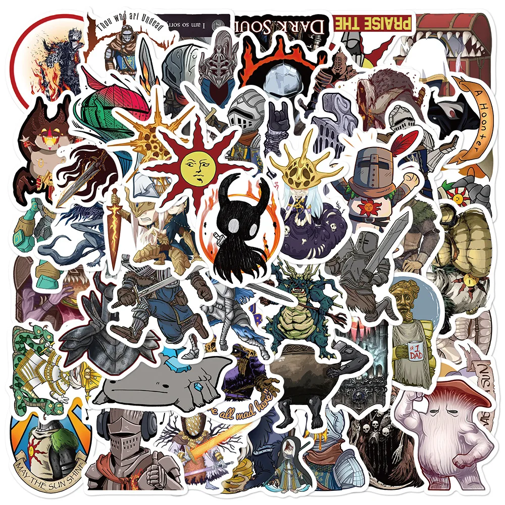 10/50PCS Dark Soul Game Stickers Cartoon Character Graffiti Waterproof Decoration Laptop Phone Guitar Bike Skateboard Decals Toy