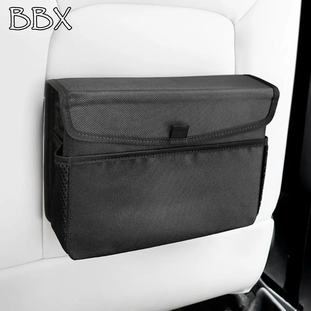 

High-capacity Car Backseat Storage Bag Space Saving Foldable Car Trash Can Oxford Cloth with Cover Trash Container