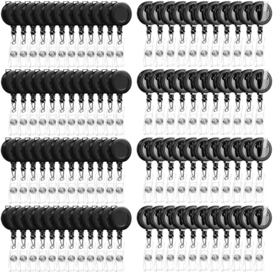 

Набор черных выдвижных держателей для бейджей с поворотным зажимом-крокодилом для школьных и офисных принадлежностей