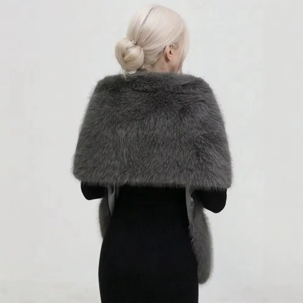 Simple Faux Rabbit Fur Imitation Mink Fur Scarf Thicken Neck Warmer Fluffy Shawl Soft Warm Plush Scarf Autumn Winter