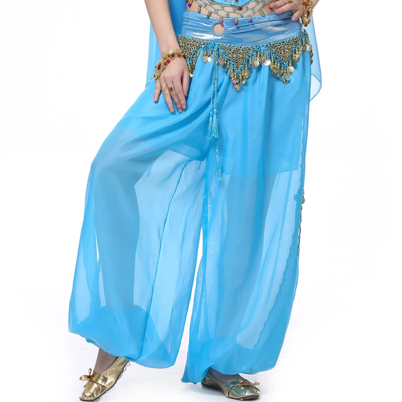 Women Chiffon Belly Dance Circular lantern Pants Arabic Belly dancing Bloomers Trousers Performance Trim Tassels Dancing Pants