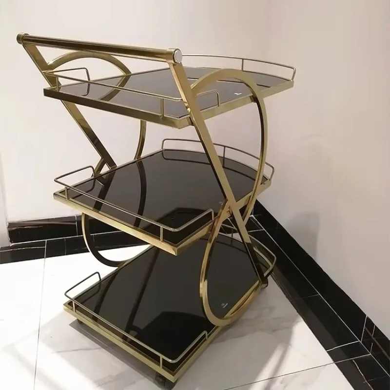DSA food cart, three-tier stainless steel service cart, small cart, handcart, hotel, restaurant, commercial beverage delivery