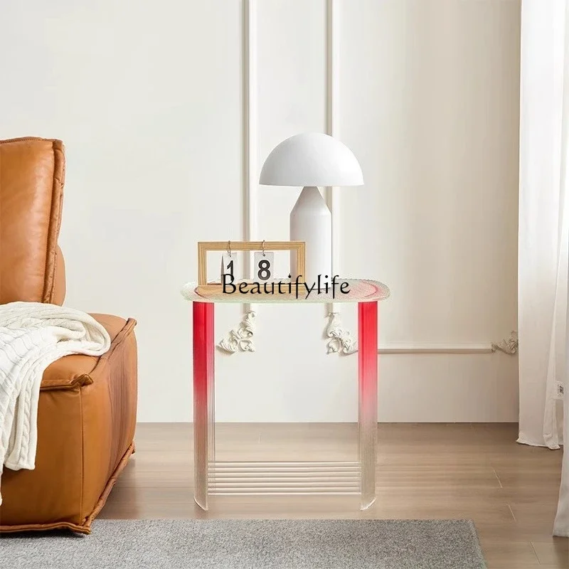 02-Simple household sofa corner few Petali art color gradual change glass edge few