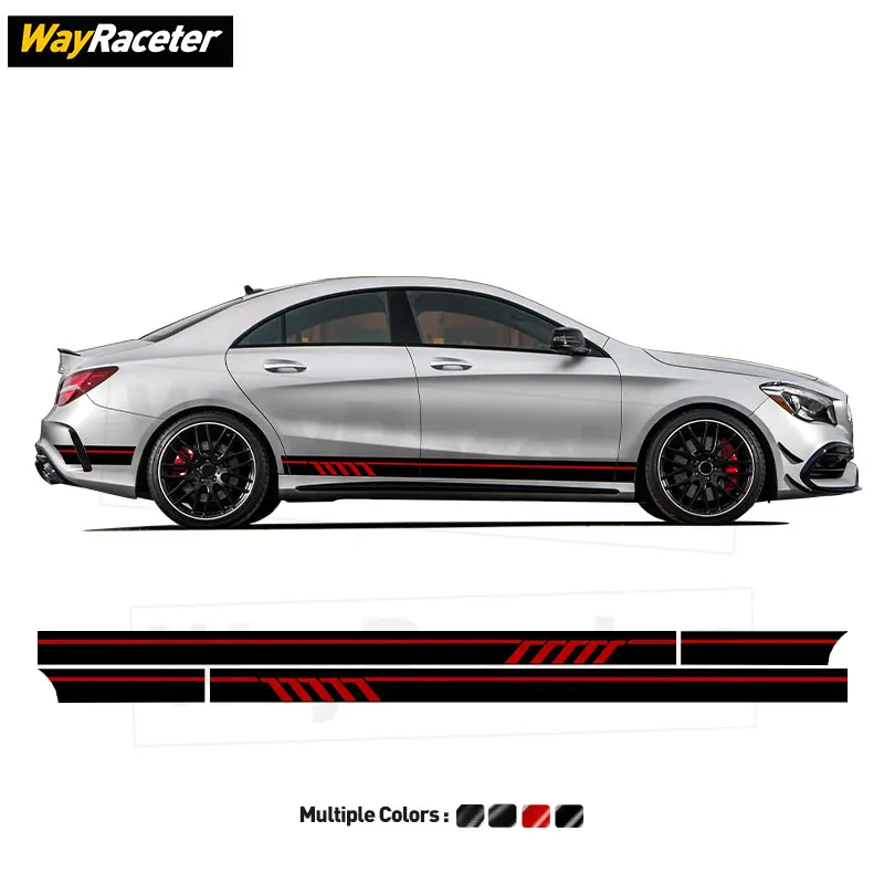 2 Pcs/Set Black & Red Edition 1 Door Side Stripes Sticker For Mercedes Benz CLA Class C117 AMG CLA45 W117 X117 Shooting Brake