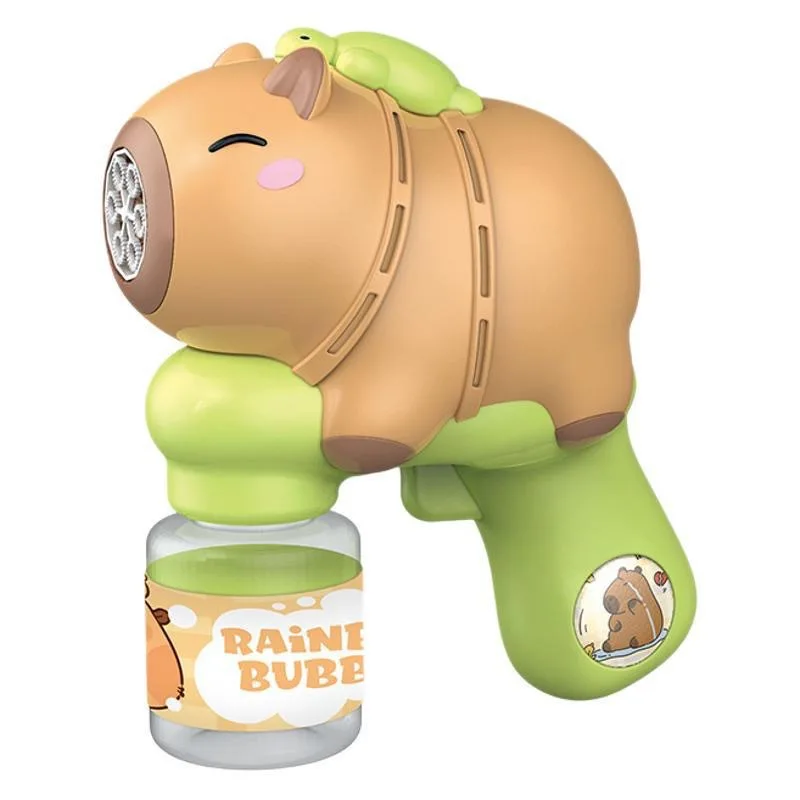 ماكينة فقاعات كابيبالا منفاخ الصابون الأوتوماتيكي مسدس فقاعات كهربائي مع ضوء مسدس فقاعات أوتوماتيكي بالكامل لعبة خارجية 2025