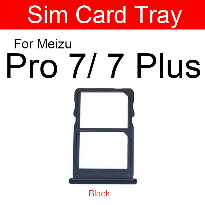 Black & Gold & Red SIM Card Tray Holder For Meizu Pro 7 7Plus Plus  Sim Card Slot Adapter Replacement Repair Parts