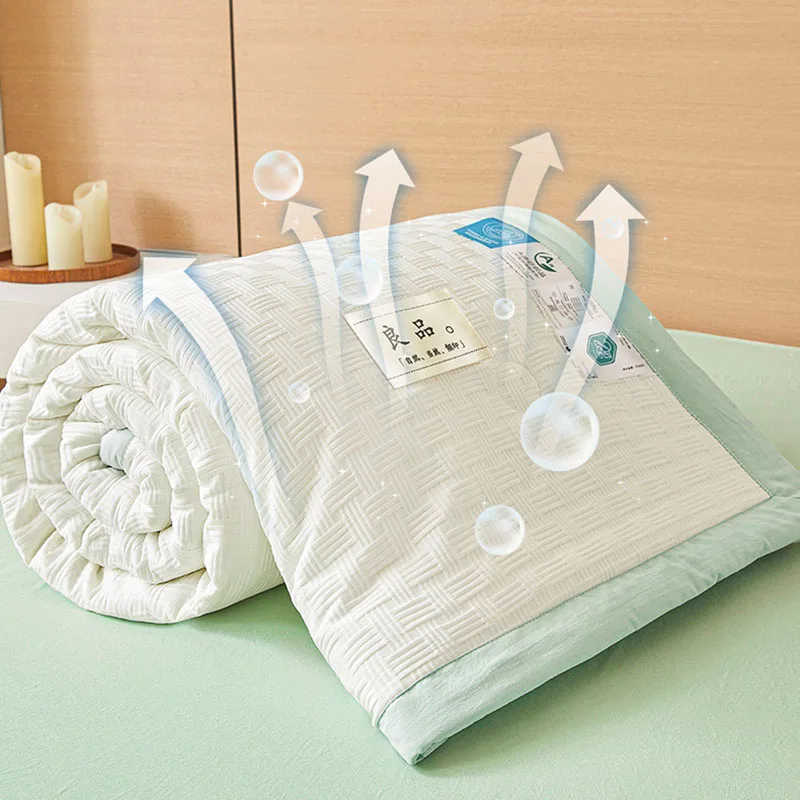 

Летнее одеяло из соевого волокна класса А, супермягкое, тонкое, моющееся, для односпальных и двуспальных кроватей, в скандинавском стиле, однотонное, охлаждающее.