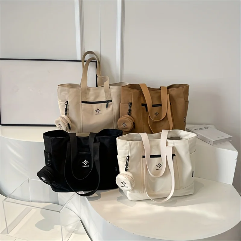 

Versatile Large Capacity Canvas Tote Bag, Casual And Stylish Shoulder Bag For Women, Perfect For Daily Commute, School