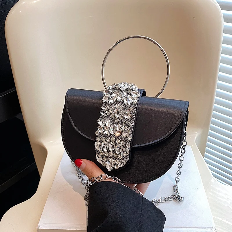 Hot 2024new Women Luxury Evening Bags Shiny Rhinestone Clutch Money Purses Fashion Shoulder Bag Handbag Wedding Party Dinner Bag